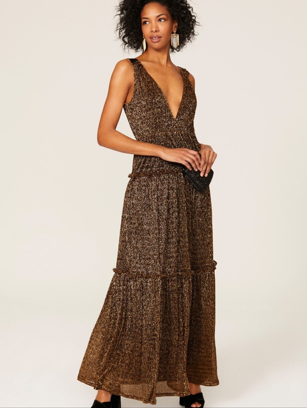 Hutch Metallic Tiered Gown